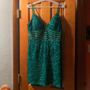 Green sequins homecoming dress